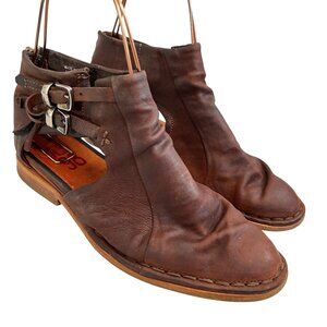 AS 98 booties Dusty Meadow 39 boots oiled brown leather zip up buckle cut out